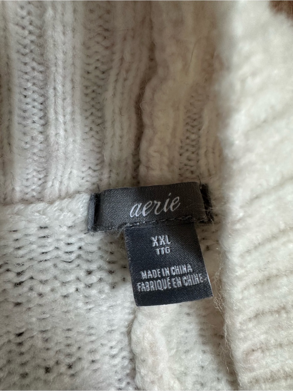 aerie Cream Open-Front Rib Trim Cardigan - Picture 2 of 4